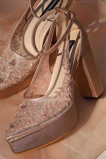 Shradha Hedau Footwear Couture Asther Sheer Mesh Embroidered Pump Heels 