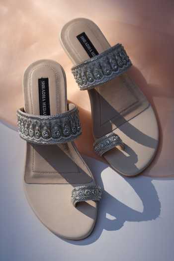 Shradha Hedau Footwear Couture Zahra Embroidered Twin Strap Block Heels 