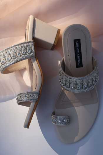 Shradha Hedau Footwear Couture Zahra Embroidered Twin Strap Block Heels 