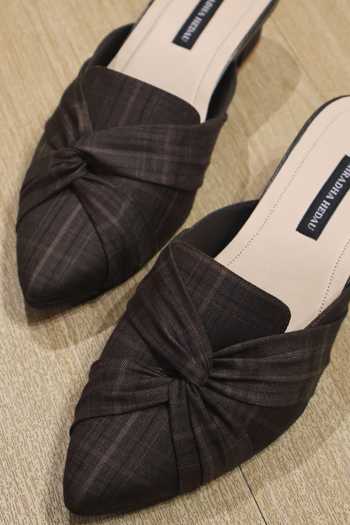 Shradha Hedau Footwear Couture Elowen Criss Cross Midnight Weave Mule Heels 