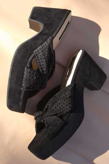 Buy_Shradha Hedau Footwear Couture_Black Tisya Noir Spark Block Heels _Online_at_Aza_Fashions