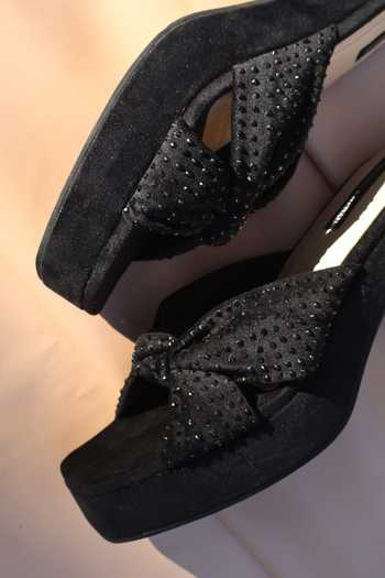 Shop_Shradha Hedau Footwear Couture_Black Tisya Noir Spark Block Heels _Online_at_Aza_Fashions