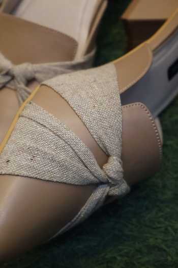 Shop_Shradha Hedau Footwear Couture_Beige Elihra Lace Crossover Strap Mule Heels _Online_at_Aza_Fashions