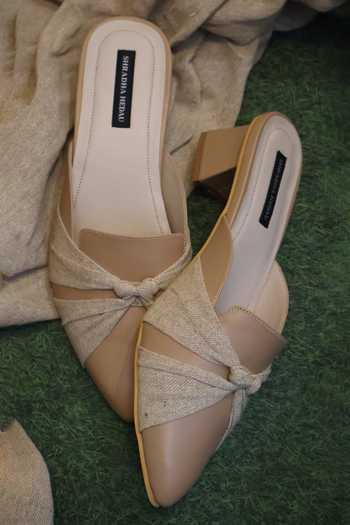 Shradha Hedau Footwear Couture Elihra Lace Crossover Strap Mule Heels 