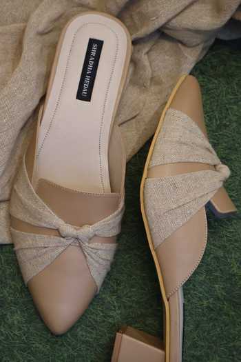 Shradha Hedau Footwear Couture Elihra Lace Crossover Strap Mule Heels 