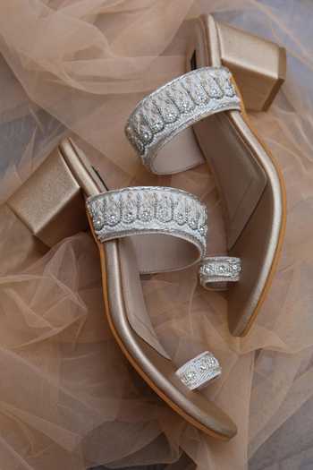 Shradha Hedau Footwear Couture Caitlin Embellished Open Toe Mule Heels 