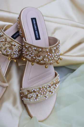 Shop_Shradha Hedau Footwear Couture_Pink Elara Embroidered Heels _Online_at_Aza_Fashions