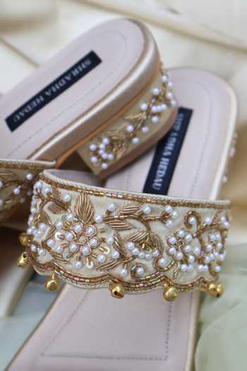 Shradha Hedau Footwear Couture_Pink Elara Embroidered Heels _at_Aza_Fashions