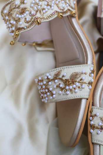 Shop Shradha Hedau Footwear Couture Pink Elara Embroidered Heels Shop_Shradha Hedau Footwear Couture_Pink Elara Embroidered Heels