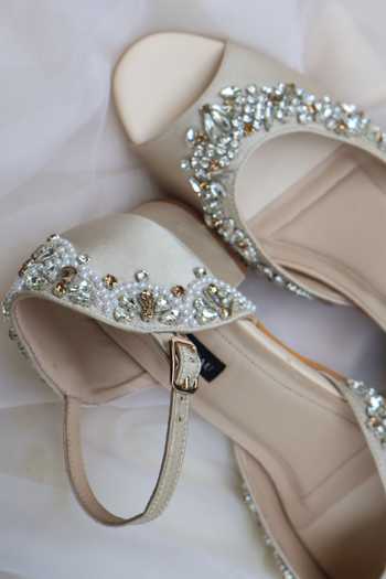 Buy_Shradha Hedau Footwear Couture_Gold Cristallo Crystal Embroidered Peep Toe Heels _Online_at_Aza_Fashions