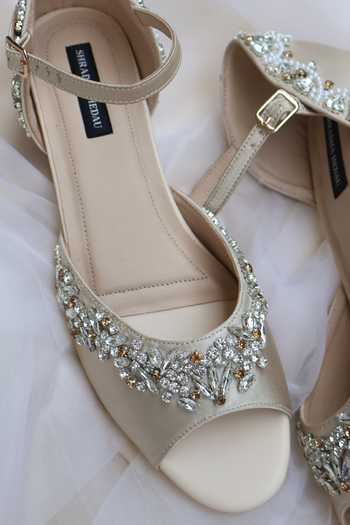 Shradha Hedau Footwear Couture_Gold Cristallo Crystal Embroidered Peep Toe Heels _at_Aza_Fashions
