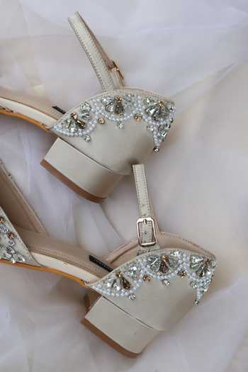 Buy_Shradha Hedau Footwear Couture_Gold Cristallo Crystal Embroidered Peep Toe Heels 