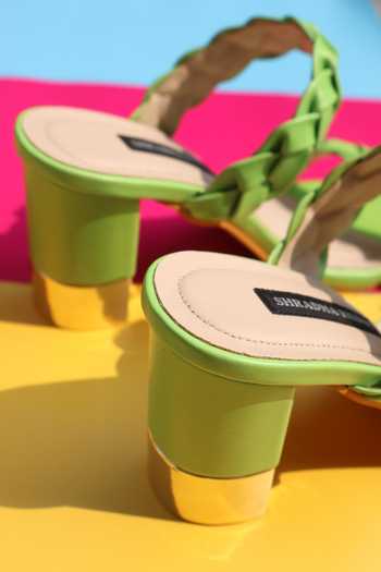 Shradha Hedau Footwear Couture_Green Rhea Braided Strap Heels _Online_at_Aza_Fashions