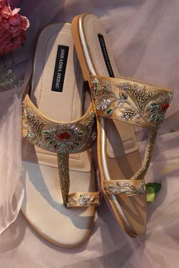 Shradha Hedau Footwear Couture Anya  Embroidered Kolhapuri Mules 