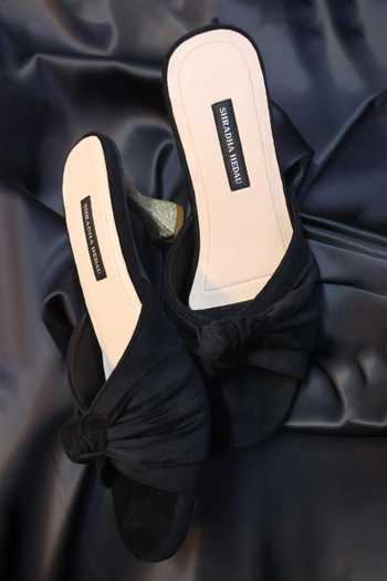 Buy_Shradha Hedau Footwear Couture_Black Mira Knotted Strap Heels _Online_at_Aza_Fashions