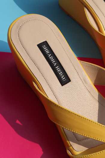 Buy_Shradha Hedau Footwear Couture_Mustard Maya Strappy Wedges _Online_at_Aza_Fashions