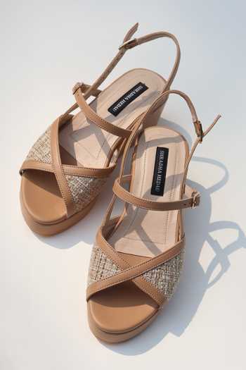 Shradha Hedau Footwear Couture Kavya Neutral Textured Wedges 