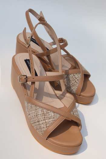 Shradha Hedau Footwear Couture Kavya Neutral Textured Wedges 