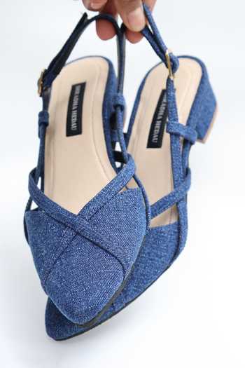 Shradha Hedau Footwear Couture_Blue Ivy Sling Back Denim Heels _Online_at_Aza_Fashions