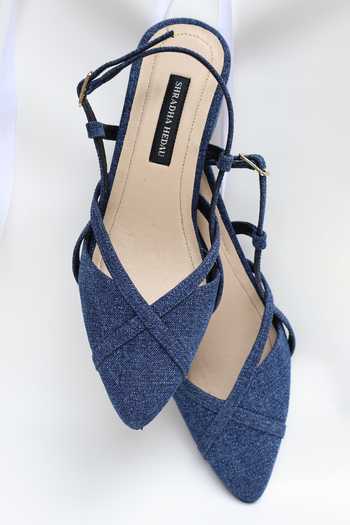 Shradha Hedau Footwear Couture Ivy Sling Back Denim Heels 