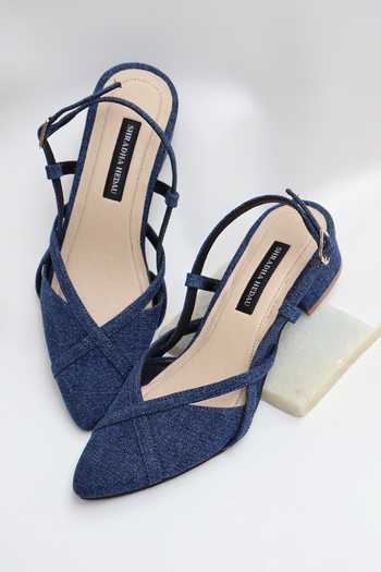 Shradha Hedau Footwear Couture Ivy Sling Back Denim Heels 