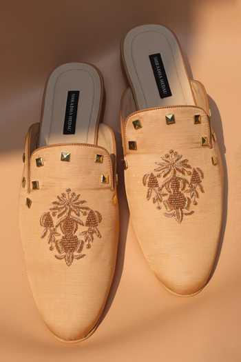 Shradha Hedau Footwear Couture Ved Metallic Crest Slip-on Mules 