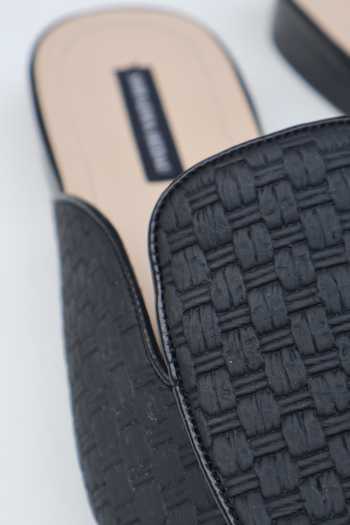 Shop_Shradha Hedau Footwear Couture_Black Reyansh Woven Textured Mules 