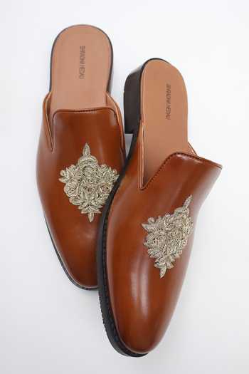 Shradha Hedau Footwear Couture_Brown Ranveer Embellished Slip-on Mules _at_Aza_Fashions