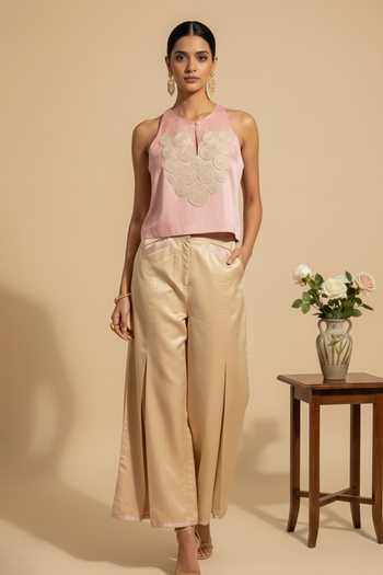 Thetaa Noor Hand Embroidered Top With Pant 