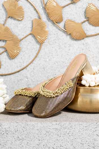 5elements_Brown Arohi Mule Heels _at_Aza_Fashions