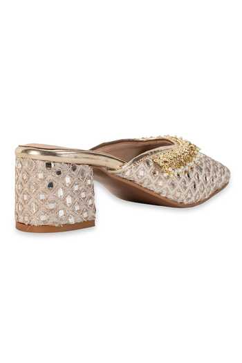 Buy_5elements_Gold Vanya Mule Heels _Online_at_Aza_Fashions