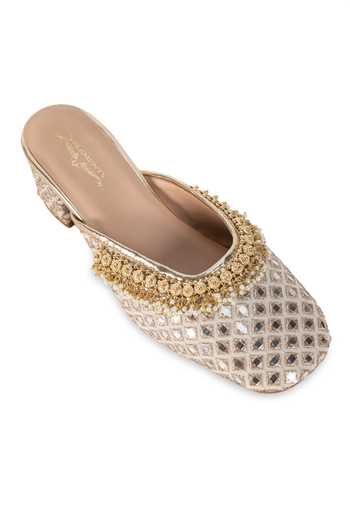Shop_5elements_Gold Vanya Mule Heels _Online_at_Aza_Fashions