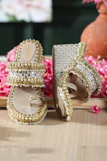 Shop_5elements_Gold Charita Embroidered Wedges 