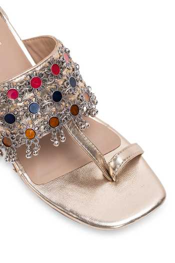 5elements Gold Mehrasa Embroidered Kolhapuri Heels at Aza Fashions 5elements_Gold Mehrasa Embroidered Kolhapuri Heels _at_Aza_Fashions