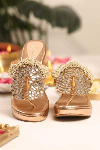 Shop_5elements_Brown Varnika Embroidered Wedges _Online_at_Aza_Fashions