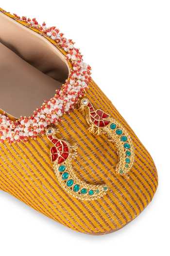 5elements Mustard Avesha Heel Mules at Aza Fashions 5elements_Mustard Avesha Heel Mules _at_Aza_Fashions