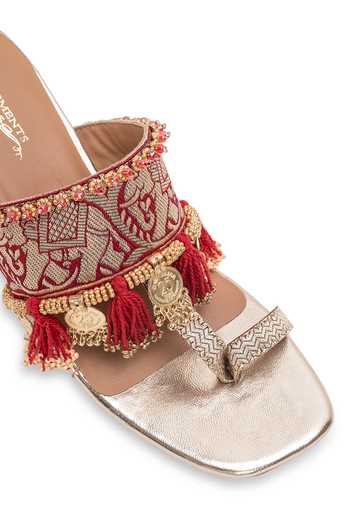 Shop 5elements Gold Zarina Embroidered Mule Heels Shop_5elements_Gold Zarina Embroidered Mule Heels