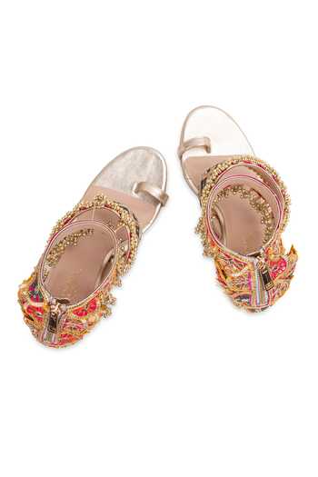 5elements Gold Aafreen Embroidered Heels Online at Aza Fashions 5elements_Gold Aafreen Embroidered Heels _Online_at_Aza_Fashions