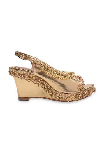5elements Gold Kanaklata Embroidered Wedges Online at Aza Fashions 5elements_Gold Kanaklata Embroidered Wedges _Online_at_Aza_Fashions