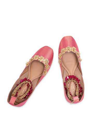 Shop_5elements_Pink Ruhina Ankle Strap Juttis _Online_at_Aza_Fashions