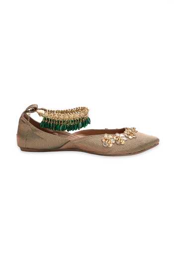 5elements Gold Nirika Ankle Strap Juttis Online at Aza Fashions 5elements_Gold Nirika Ankle Strap Juttis _Online_at_Aza_Fashions