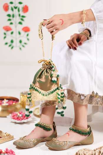 5elements Gold Nirika Ankle Strap Juttis at Aza Fashions 5elements_Gold Nirika Ankle Strap Juttis _at_Aza_Fashions