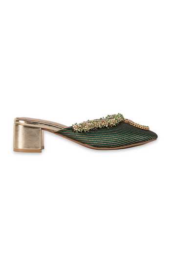 5elements Green Harineeta Block Heels Online at Aza Fashions 5elements_Green Harineeta Block Heels _Online_at_Aza_Fashions