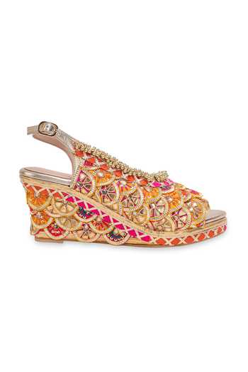 5elements Gold Akira Embroidered Wedges Online at Aza Fashions 5elements_Gold Akira Embroidered Wedges _Online_at_Aza_Fashions