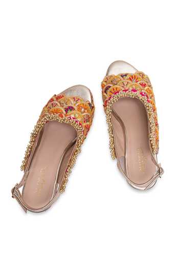 Buy 5elements Gold Akira Embroidered Wedges Online at Aza Fashions Buy_5elements_Gold Akira Embroidered Wedges _Online_at_Aza_Fashions