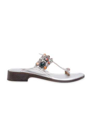 5elements_Silver Chitraraga Kolhapuri Leatherette Heels _Online_at_Aza_Fashions