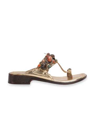 5elements_Gold Ratnaroopa Kolhapuri Heels _Online_at_Aza_Fashions