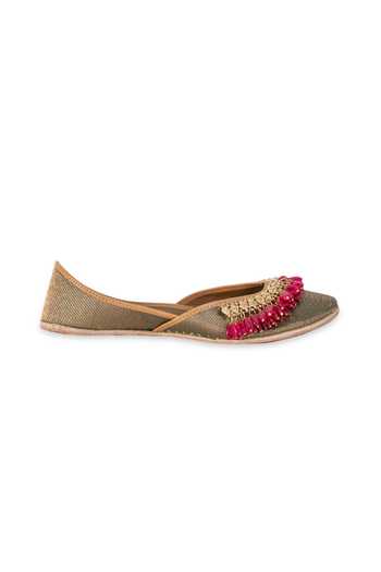 5elements_Brown Roshika Bead Work Juttis _Online_at_Aza_Fashions