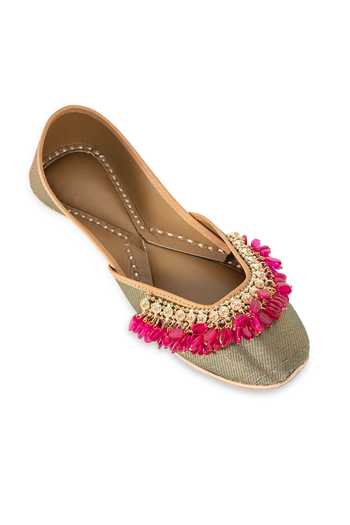 Buy_5elements_Brown Roshika Bead Work Juttis _Online_at_Aza_Fashions