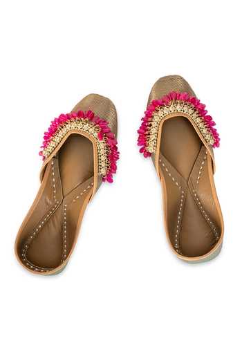 Shop_5elements_Brown Roshika Bead Work Juttis _Online_at_Aza_Fashions